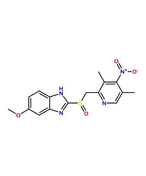 Omeprazole Impurity, Impurity of Omeprazole, Omeprazole Impurities, 317807-10-6, 4-Desmethoxy-4-nitro Omeprazole