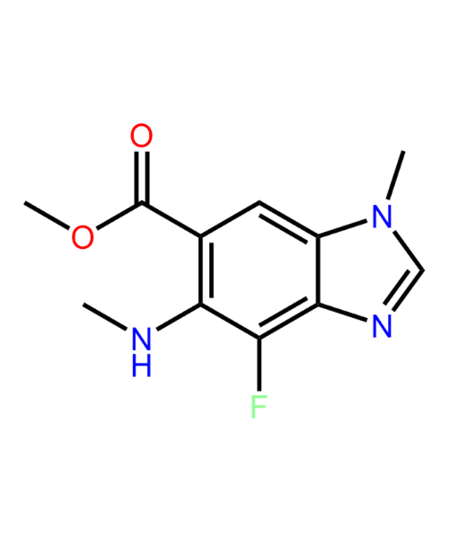 Selumetinib Impurity, Impurity of Selumetinib, Selumetinib Impurities, NA, Methyl 4-fluoro-1-methyl-5-(methylamino)-1H-benzo[d]imidazole-6-carboxylate